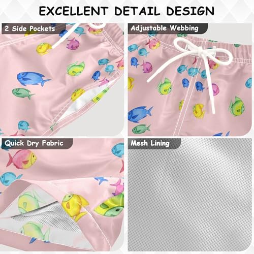 Boys Swim Trunk Quick Dry Colorful Fish Ocean Life Board Shorts Swimwear 6-12T3