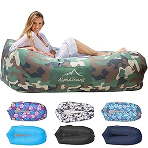 AlphaBeing Inflatable Lounger Air Sofa, Portable Inflatable Couch Mesh Hollow Air Hammock Anti Leakage Air Chair for Outdoor Camping Beach Traveling