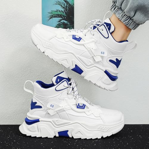 Image of Men'sHigh-Top Chunky Sneakers: Stylish Structural Accents, Trendy Dad Shoe Design, Comfortable Thick Sole & Durable Upper-Street Outfits & Urban Fashion Ensembles