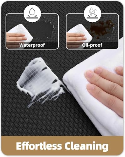 Color G Tappeto Cucina 44 x 75 + 44 x 150cm, Rimbalzabile Cuoio Tappeto Cucina Antiscivolo Lavabile, Confortevole Passatoia Cucina Impermeabile per Cucina, Soggiorno, Ufficio (Nero) - immagine 6