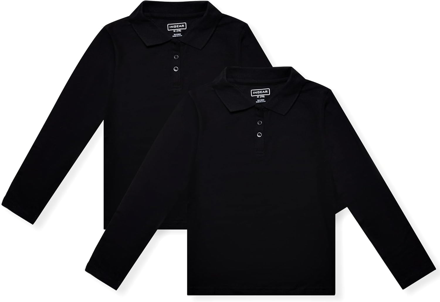 INGEAR Girls Long Sleeve Polo Shirt for School Uniform, Golf or Casual Wear, Performance Polo Shirts for Girls 2PK INGEAR Girls Long Sleeve Polo Shirt for School Uniform, Golf or Casual Wear, Performance Polo Shirts for Girls 2PK