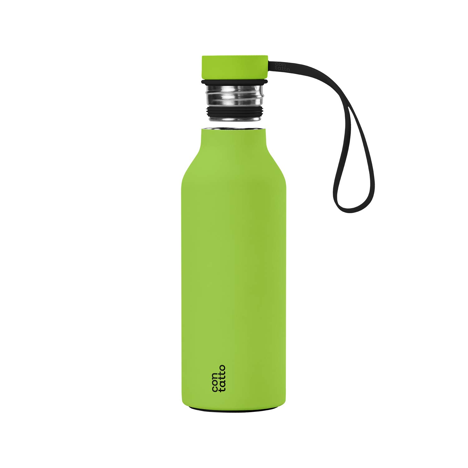 con-tatto Bottle Bottiglia termica con 3 Pareti in Acciaio e Rame - Bevande fredde per 25 ore e calde per 15 ore - Fascia e Tappo Sport Lid inclusi! (Black Mojito)