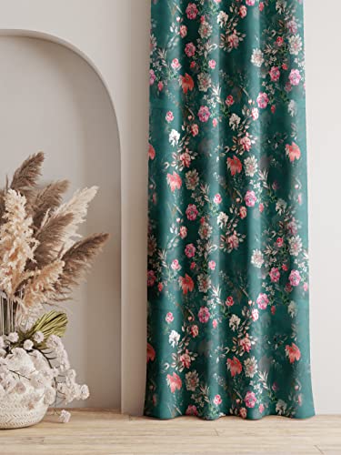 Image of Ultimate Trends 270 GSM Premium Room Darkening Curtains with Tie Back and Diamond Eyelets Set of 2 Panels (5 L x 4 W Feet, Rama Green)