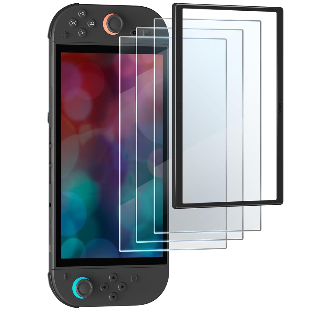 ZORBES® 3 Pack Anti-Glare Screen Protector for Nintendo Switch 2 2025 with Auto-Alignment, Anti 9H Tempered Glass Screen Protector, Dust Free, Bubble-Free, Ultra-Clear