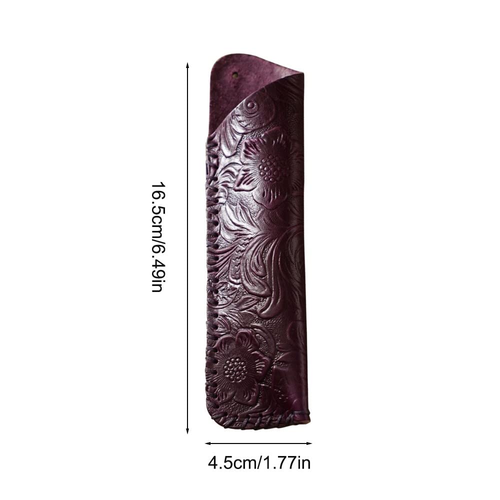 DONGKER Leather Pen Case,Vintage Fountain Pen Sleeve Holder for Two Ballpoint Fountain Rollerball Pens Pencils - Image 3