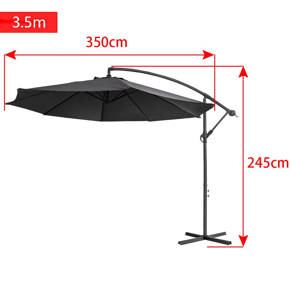 LARS360 Ombrelloni da Giardino per Esterno Gazebo Piscina Giardino Terrazzo, Colore Antracite ø350cm Alluminio Poliestere Parasole con Base a Croce, Protezione UV Impermeabile