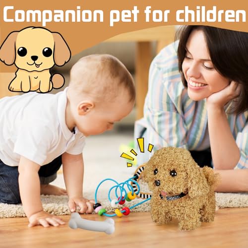 YOUYIKE Hund Spielzeug Kinder, Plüschtier Spielzeug Hund der Läuft und Bellt, Ostergeschenke Interaktives Plüschtier mit Gehen, Bellen, Schwanzwedeln fur Kinder Spielzeug