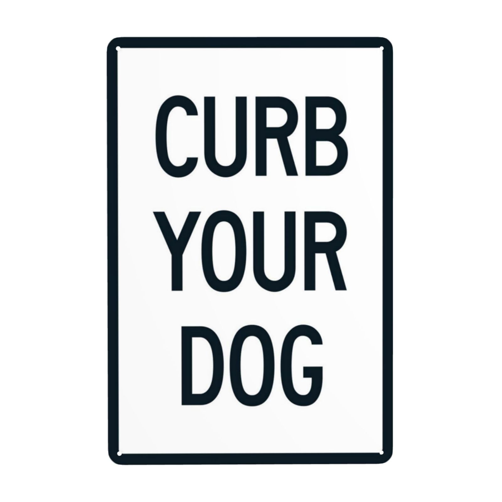 Please Curb Your Dog Vertical Vintage Metal Safety Warning Sign 12x8 Inch