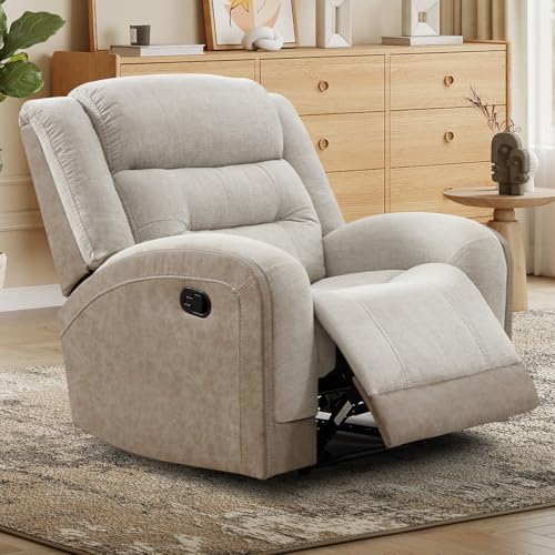 Sillón reclinable manual en tela beige suave miniatura 7
