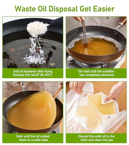 Image of Cooking Oil Solidifier Powder, 28 oz Solidifies Up to 80 Cups from Mess, 100% Plant-Based Grease Hardener for Easy Disposal, No Clogged Drains, for Frying Oil and Bacon Grease