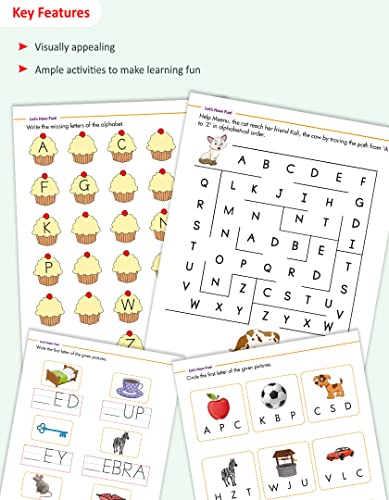 Image of Woodsnipe Alphabet and Pattern Writing Books for Preschool Ages 2- 4 Years| Tracing Capital Letters| Worksheets on Pre Writing Strokes, Lines, Curves, Colouring, Puzzles and more |2 Book Combo