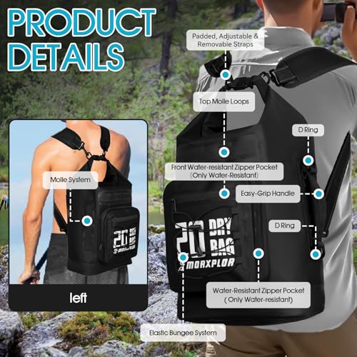 Image of MORXPLOR Dry Bag Waterproof,5L /10L /20L /30L /40L /55L Roll Top Dry Bag Backpack with WaterProof Phone Case for Swim,Kayak