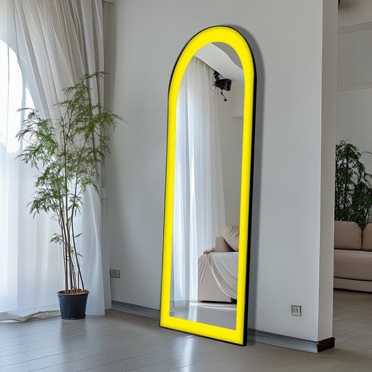 23,5’’W x 67’’ Aqua Green - Abstract Floor Mirror Full Lenght Mirror - Arch Full Body Stained Floor Mirror with Silver Frame