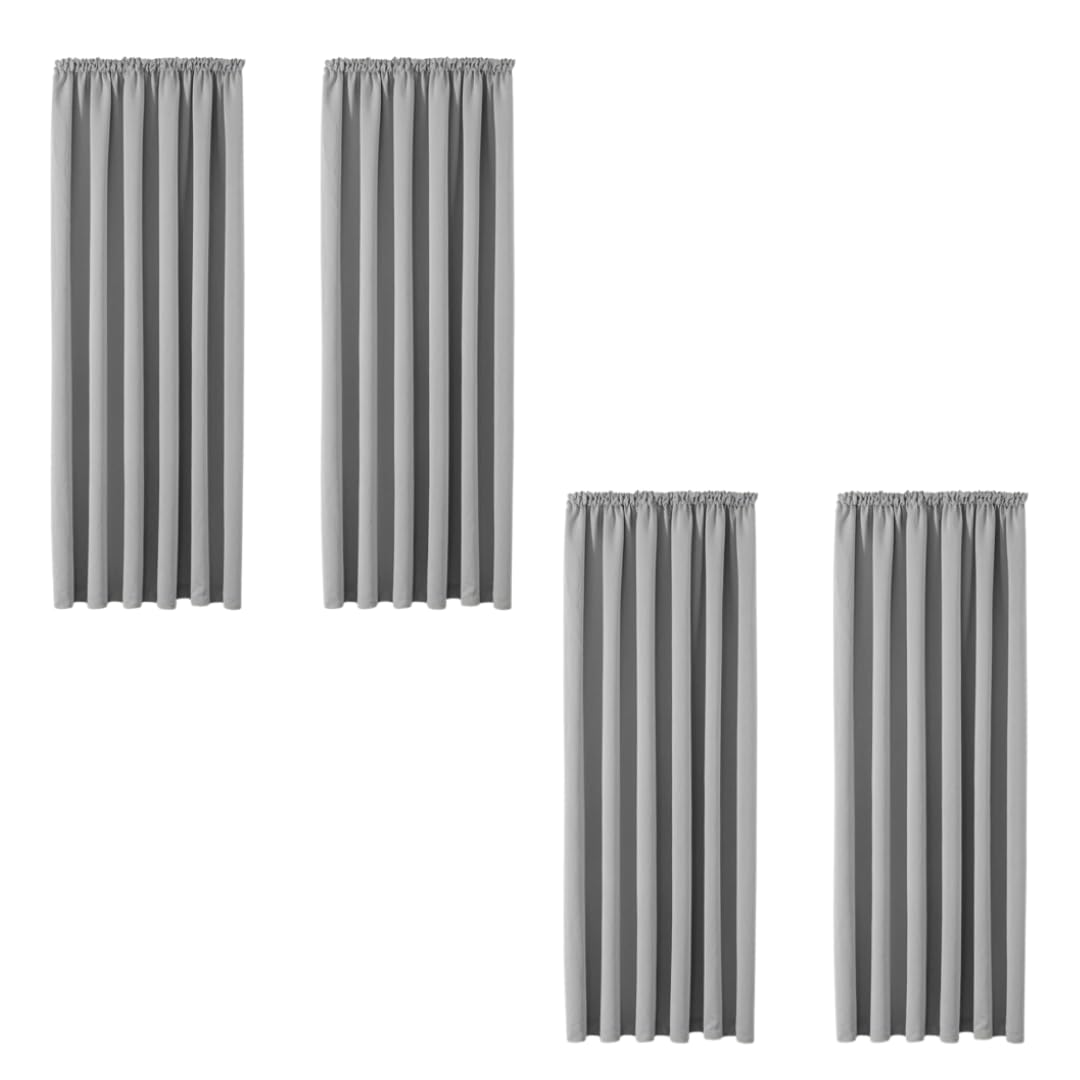 Aspire Homeware Blackout Curtains for Bedroom 46x54 Light Grey Curtain Privacy Protection Pencil Pleat Curtains Thermal Insulated Energy Saving Curtains for Living Room 4 Panel with Tiebacks