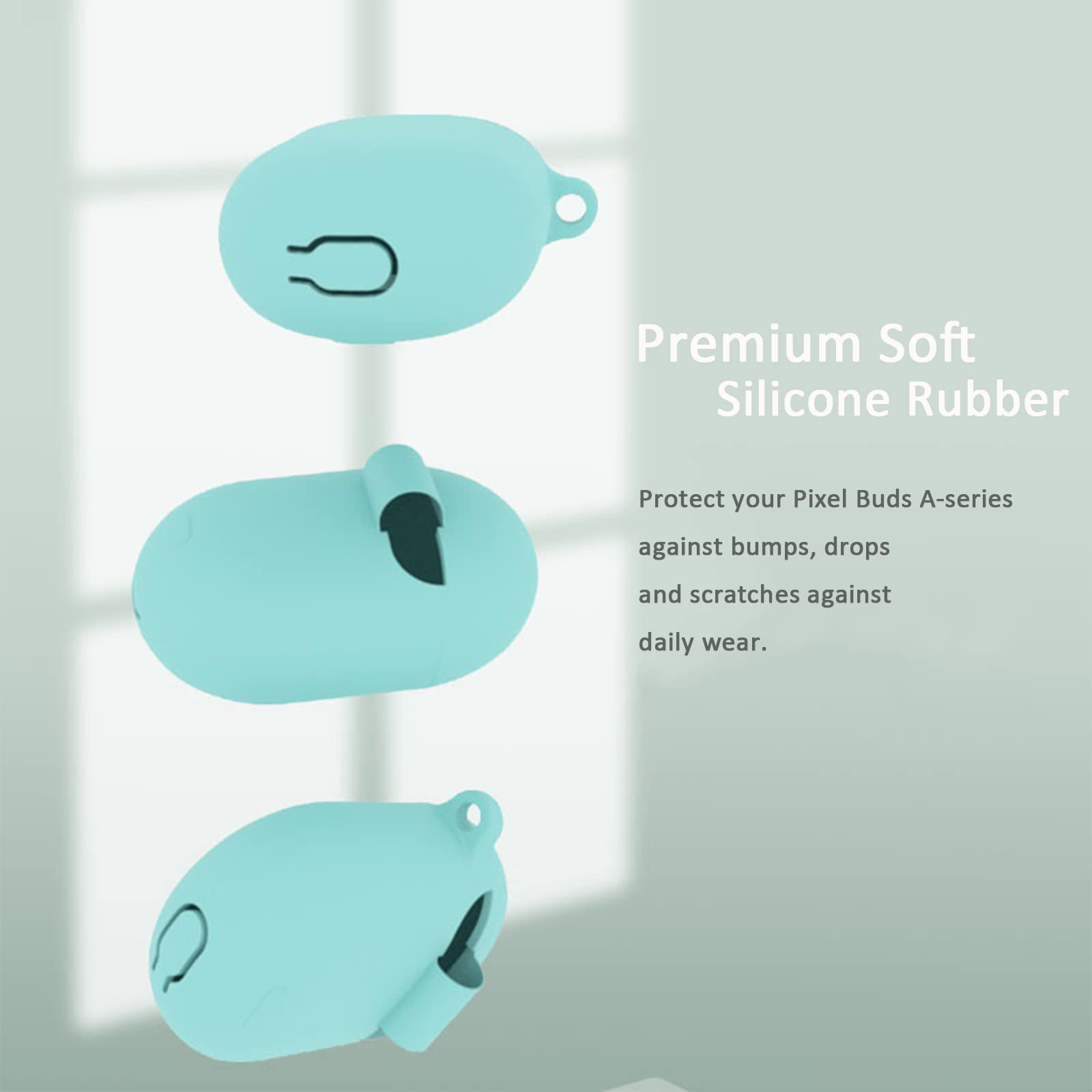 Compatible for Google Pixel Buds A-Series Case Cover, [Front LED Visible] [Keychain] Silicone Protective Cover Case for Google Pixel Buds A Case (White)