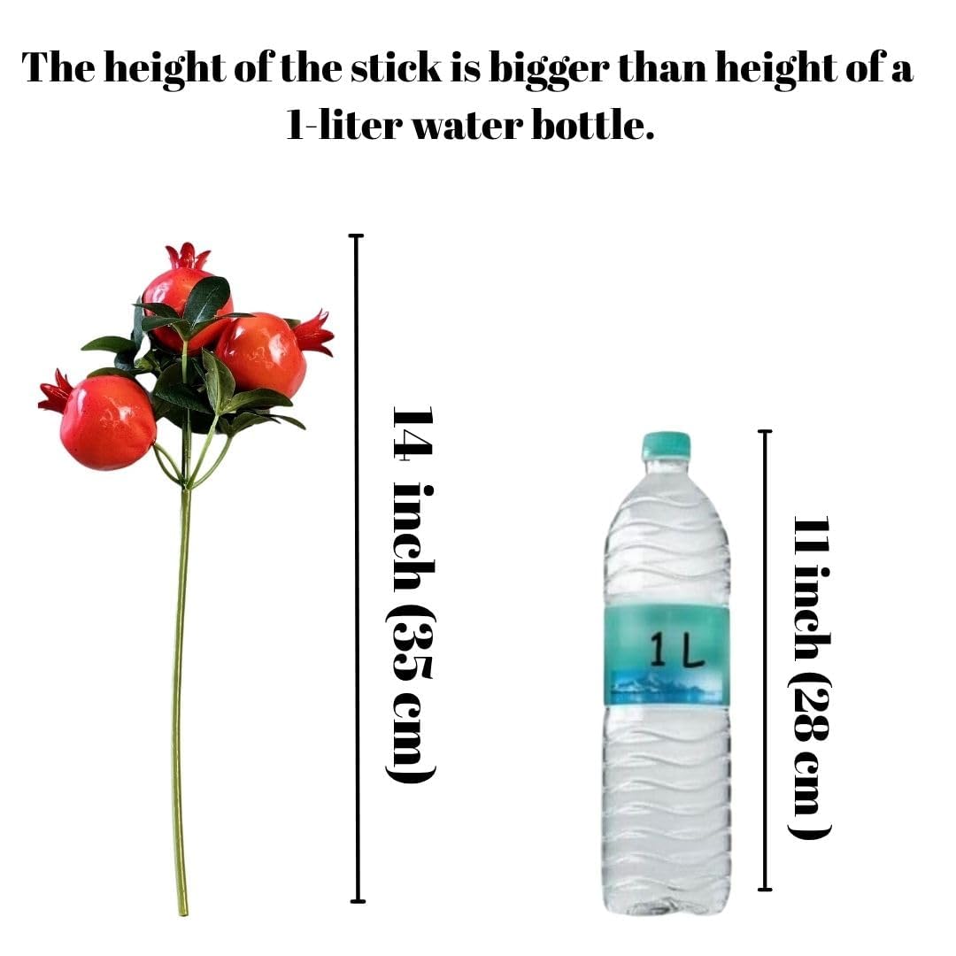 SATYAM KRAFT 3 Pcs Pomegranate Plant Stick, Elevate Your Décor with Artificial Pomegranate Branches Lifelike Tree Plants for Vase Display in Home, Garden, Office, Living Room (Pack of 3)