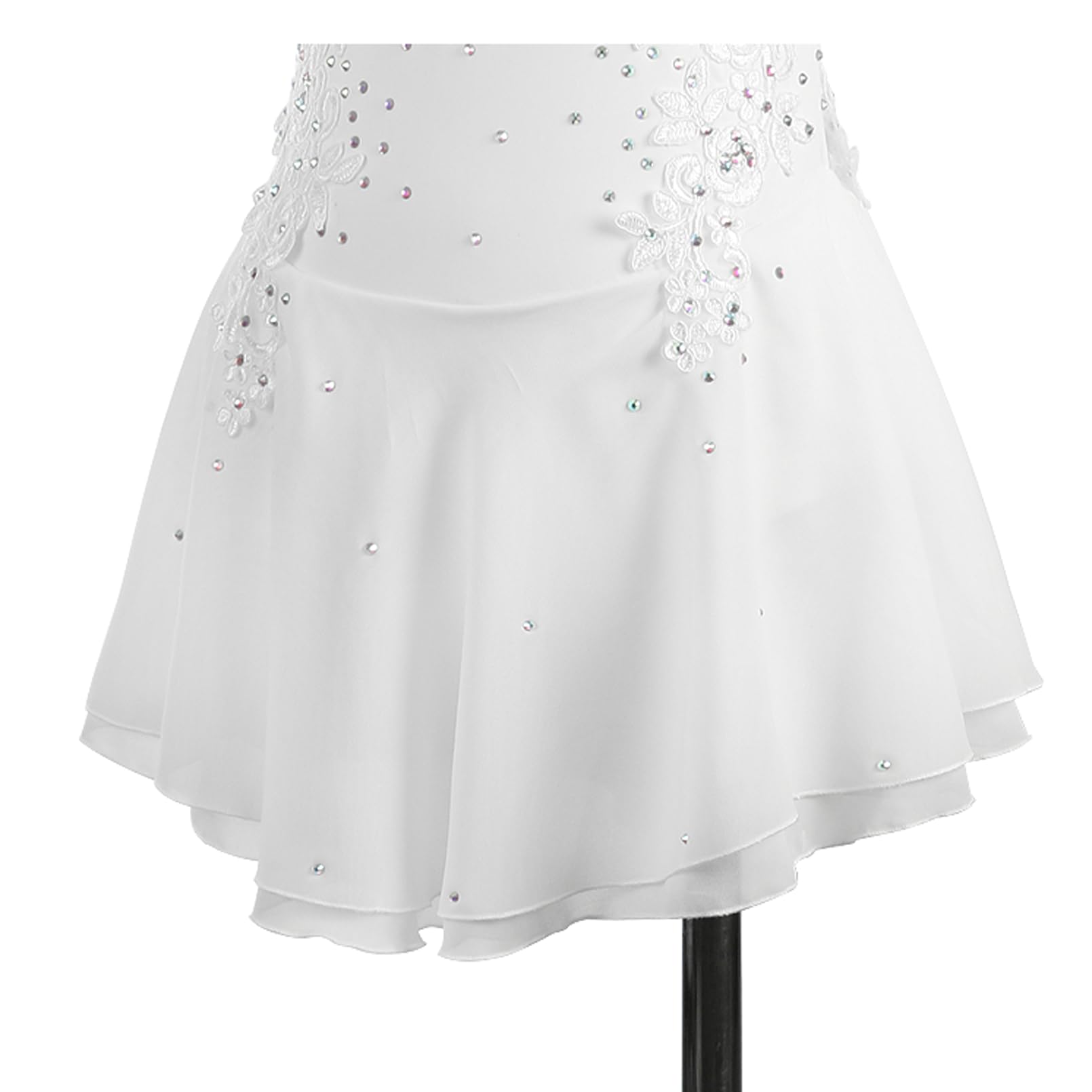 Maillot Profesional de Competición de Patinaje Artístico para Niñas Hecho a Mano con Pedrería Sin Mangas Traje de Gimnasia Rítmica y Vestido Ballet