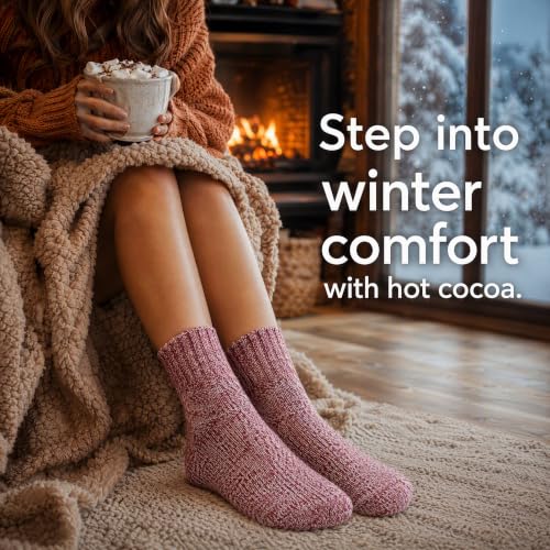 Image of Winter Women Socks 5 Pairs Vintage Wool Casual Thermal Crew Socks
