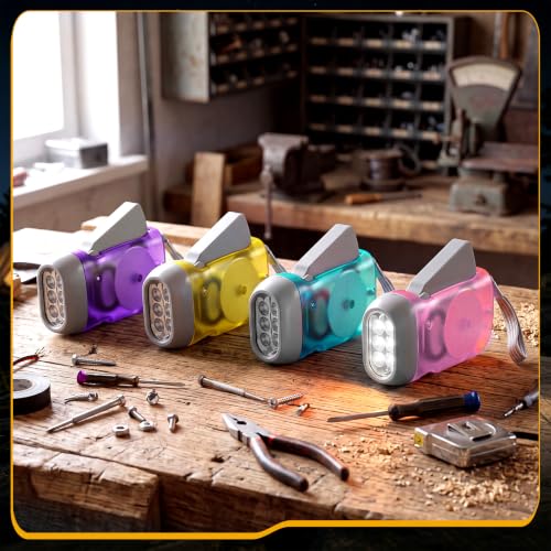 Image of Mudder 24 Pack Hand Crank Flashlight | No Battery Emergency Flashlight, Self Powered, Portable Light Dynamo Torch, for Survival Kit Outdoor Hiking Emergency
