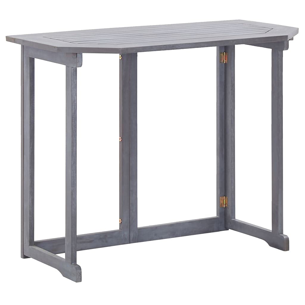 vidaXL Mesa Plegable de Balcón Rectangular Mueble para Exterior Patio Balcón Terraza Mesa Comedor Juego Café Merienda Gris Madera Maciza Acacia