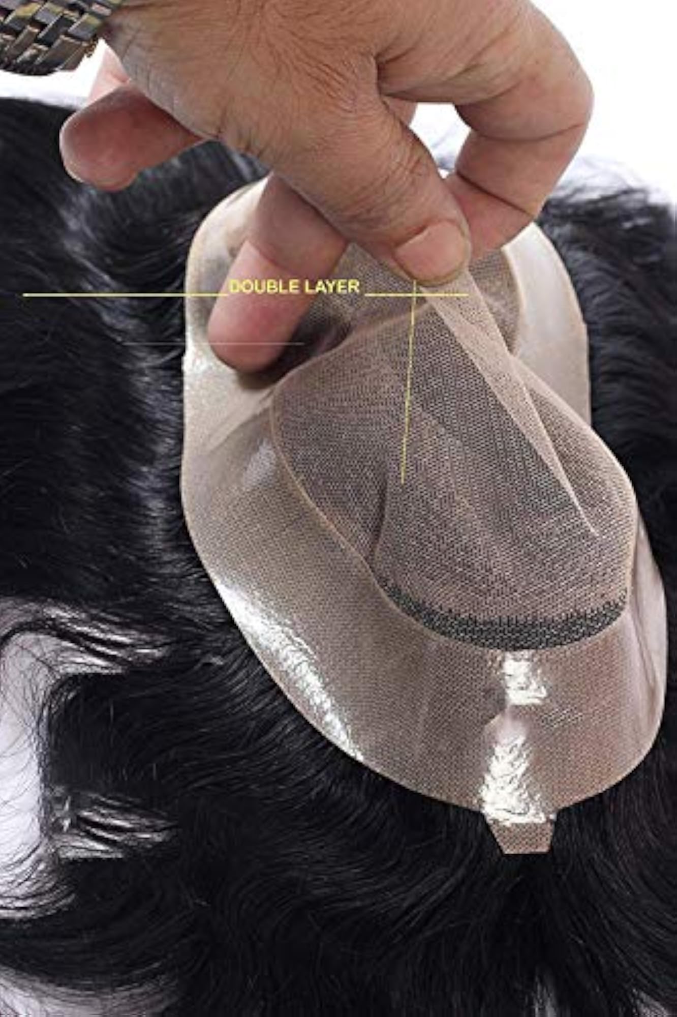 Front Lace Mirage Human Hair Wig for Men, Black