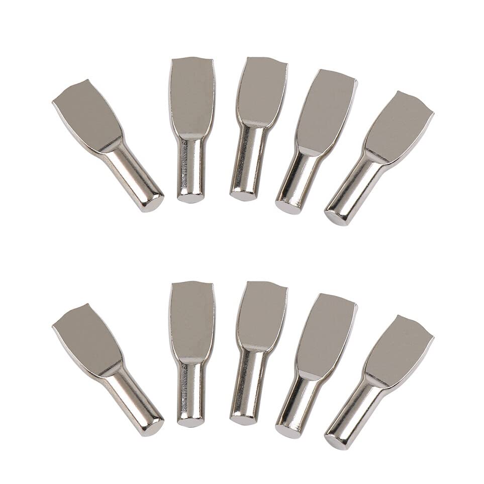 Miniatura 6 de 30 clavijas de estante de gabinete de 0.276 in con forma de cuchara, soportes de soporte para estantería, muebles, soportes chapados en níquel para