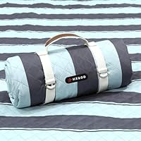 HX&OD Extra Large Picnic Outdoor Blanket, 80\u201Dx80\u201D Waterproof Picnic Mat Foldable Camping Blanket Portable with Carry Strap for Beach Mat Outdoor Camping Party(Grey&Green)