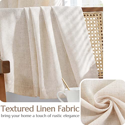 Image of jinchan Lined Linen Curtains 72 Inch Light Blocking Grommet 2 Panels Beige