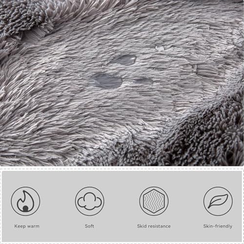 Tapis chambre à coucher gris super doux et antidérapant