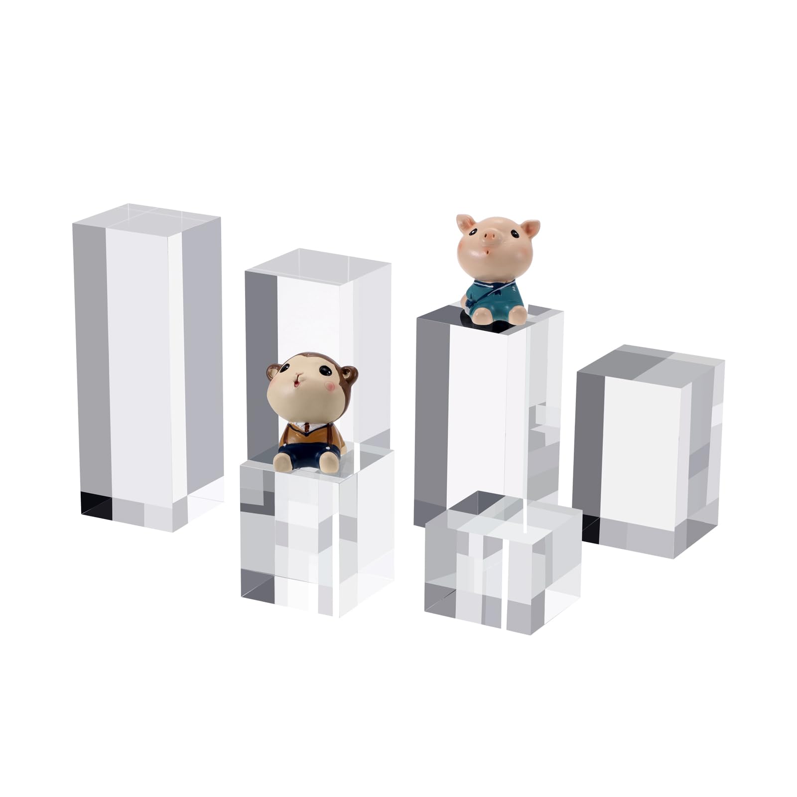 6Pcs Clear Acrylic Cube Display Risers Stands, Square Polished Acrylic Photo Props, Transparent Solid Acrylic Display Blocks for Action Figures Collection Jewelry Cosmetic Boutique Crafts