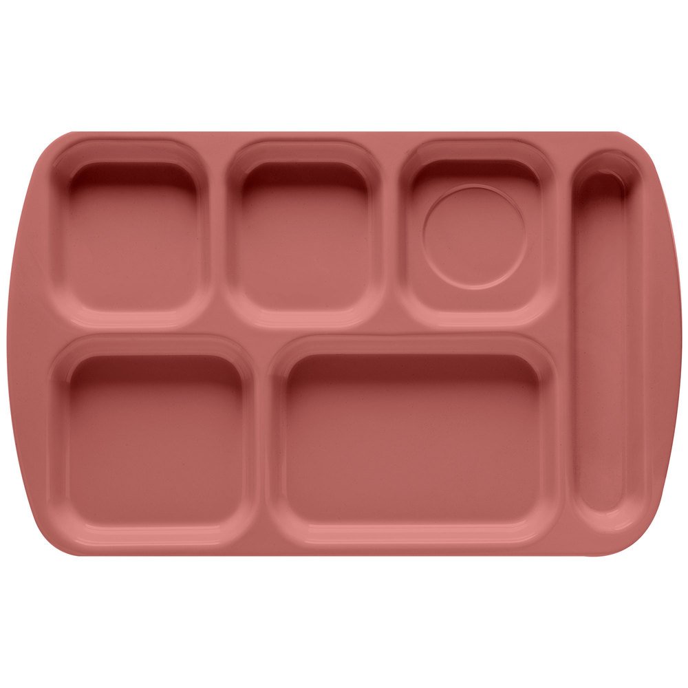 Plateaux à 6 compartiments incassables en mélamine rouge anti-casse pour self
