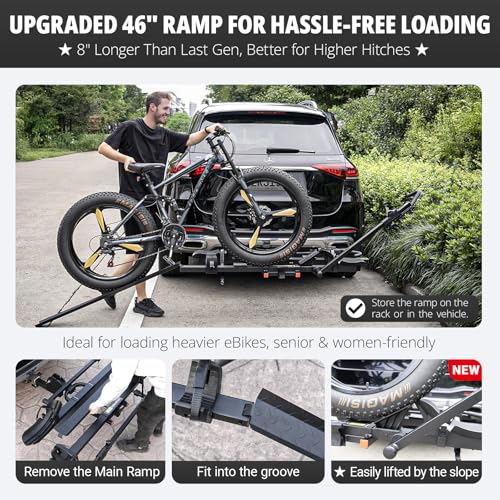 Image of TrailV2 Plus 200 lb Hitch Mount EBike Rack with Ramp for 2 Bikes Heavy Duty
