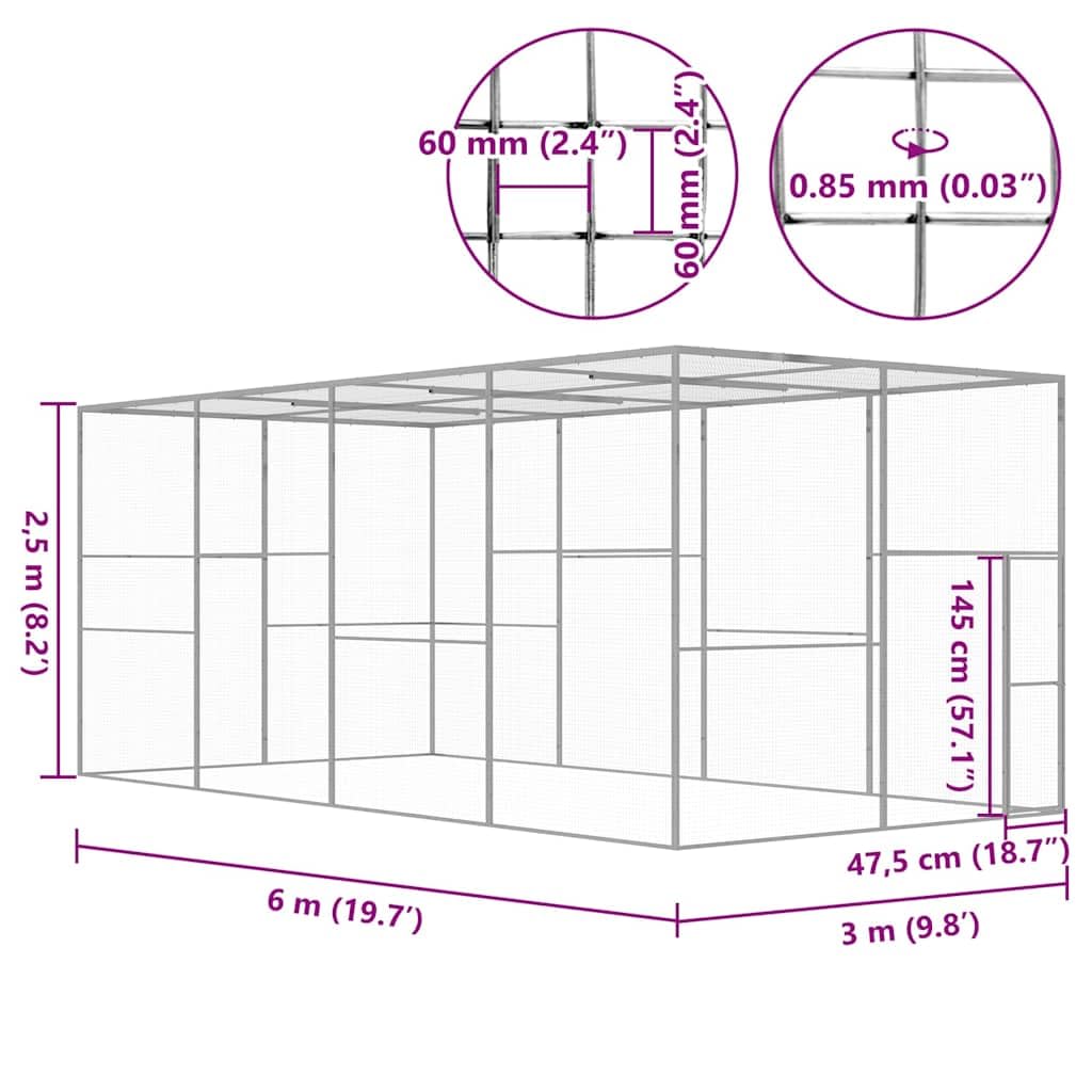 Klatka dla kota ze stali ocynkowanej, 6 x 3 x 2,5 m, stabilna klatka dla małych zwierząt z zasuwkami dla królików, świnek morskich, chomików, gryzoni, wybieg w ogrodzie lub mieszkaniu