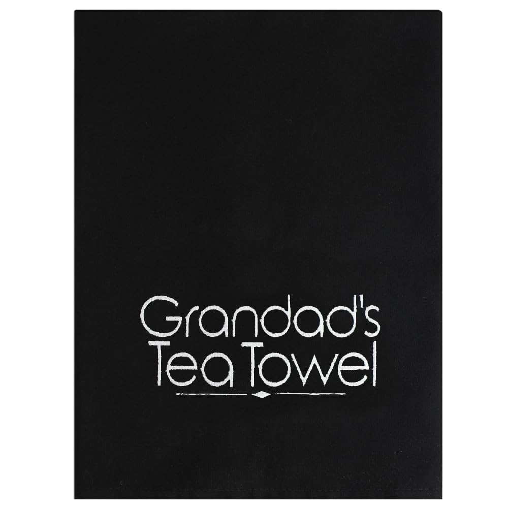 Teddyt's Black Dad And Grandad Kitchen Gift Tea Towel (Black) (, Grandad)