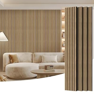 4 Pack Wood Panels for Wall, 96" x 11" Wood Slat Acoustic Panels, Acoustic Wall Panels for Interior Wall Decor, Sound Absorbing Wall Panels for Noise Reduction and Decoration, Ashen Oak
