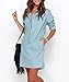 Face N Face Women's Denim Long Sleeve Mini Causal Loose Dress Medium Light Blue