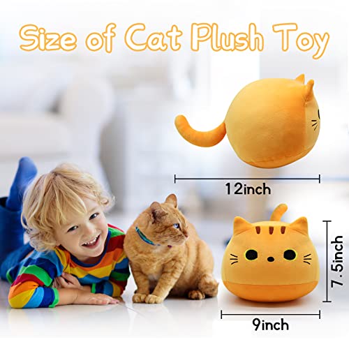 Lsydcarm 9" Kawaii Yellow Fat Cat Plush Pillow Toy, Soft Stuffed Animal For Kids, Birthday, Christmas, Home Decoration #TOP1