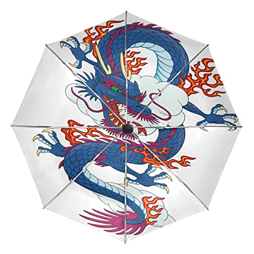 Parapluie de plage et voyage Vnurnrn dragon bleu pliant automatique