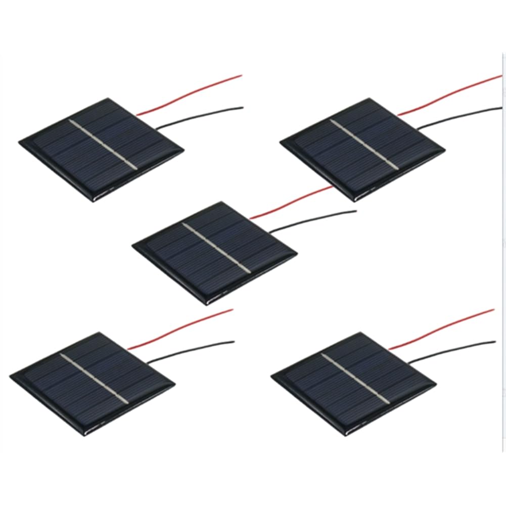 Jnchdghwa Black Solar Cell Board Micro Photovoltaic 5Pcs 2-3V 100Ma With Wires Epoxy Plate Solar Modules Diy Projects Toys 60X60mm X