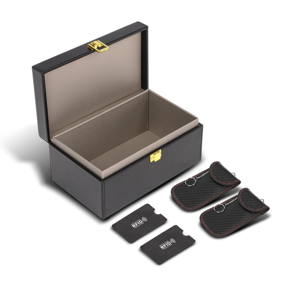 PIT66 Boîte Anti RFID PU 2 Étuis 2 Cartes de Blocage RFID 8,74"×5,24"×4,13"