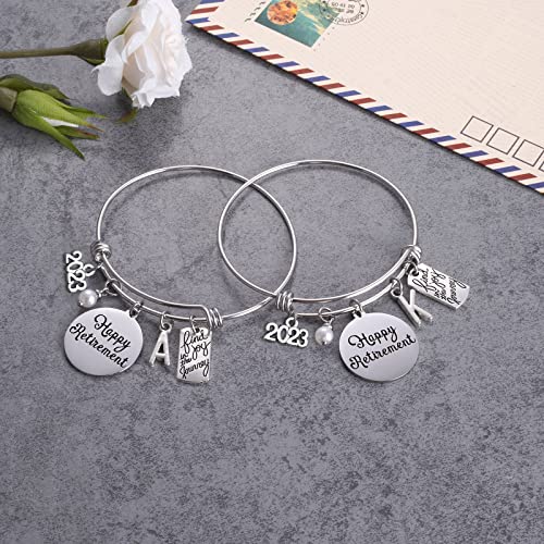 Ukodnus Retirement Gifts For Women - Retirement Jewelry Bracelet End Of Year Gift Find The Joy In The Journey Congratulations Gift For Her 26 Initial Charm Bracelets For Coworkers Office & Family #TOP3