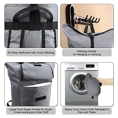 Beegreen Laundry Backpack Bag 115L Heavy Duty Extra Large,Portable Durable Laundry Backpack With Padded Shoulder Strap & Front Pocket, Hanging Hamper Bags For College Dorm Apartment Laundromat Grey #TOP3