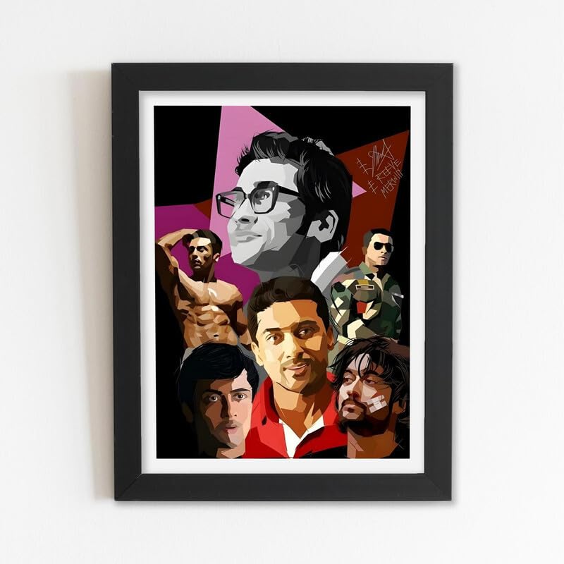 Yuckquee ® South Indian Actors (Super Star) Framed Poster (Size: 10 X 13 Inch)