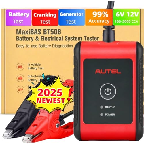 Autel MaxiBAS BT506 Auto Battery & Electrical System Analysis Tool,6V 12V 100-2000 CCA Battery Analyzer,12V 24V Auto Cranking/Charging System Test,Digital Battery Diagnostic Tool for All Cars