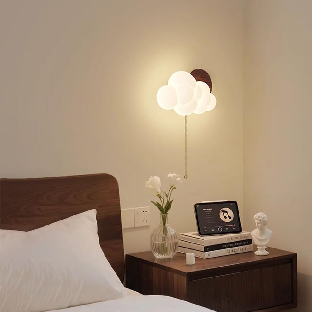 EaEa LED Wandlampe Kinderzimmer Mädchen mit Schalter, 12W Wolken Wandleuchte Kinder Jungen 3000K/4500K/6000K Kreativ Holzoptik Nachttischlampe Wand Nachtlicht für Schlafzimmer Babyzimmer Wohnzimmer