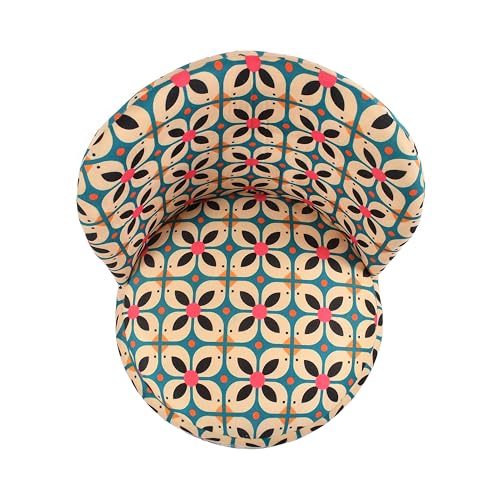 Image of NACIA Velvet Printed Ottoman Chair with Stool Combo | Dressing Table Chair for Bedroom Makeup Room Decor | Modern Upholstered Ottoman with Wooden Legs for Home (18x18x32 Inches, Boho Chic)