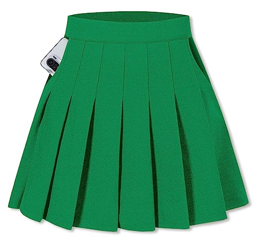 美品　sheller contrast pleated skirt グリーン Amazon.com: SANGTREE Women Green Pleated Skirt with 2 Pockets