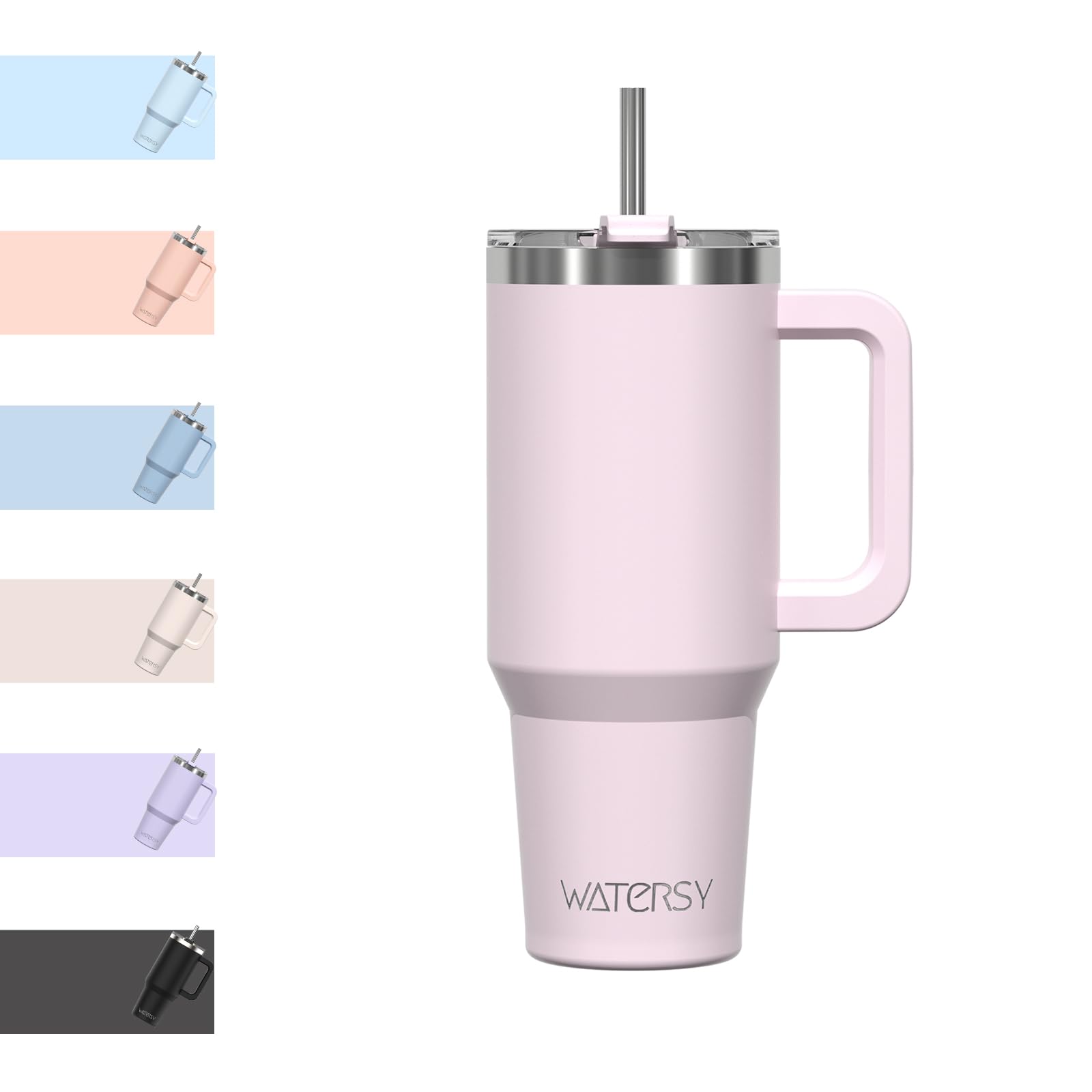 WATERSY Travel Mug Coffee Cup 30oz Tumbler Straw Lid and Handle