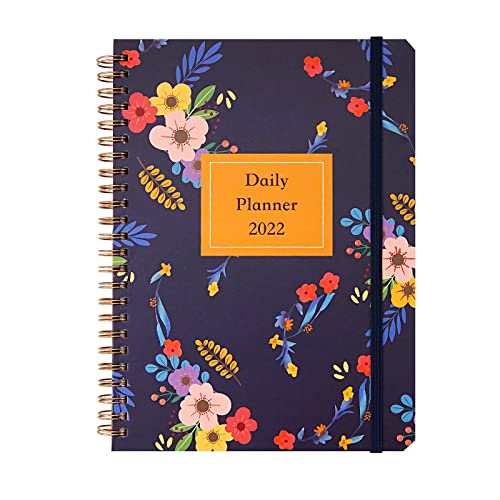 HANTAJANSS Weekly & Monthly Agenda 2022 Daily Planner, Jan 2022 - Dec 2022, 6.1" x 8.5", Twin Wire Binding, Yearly Agenda with Monthly Tabs, Perfect for Planning Your Office or Home