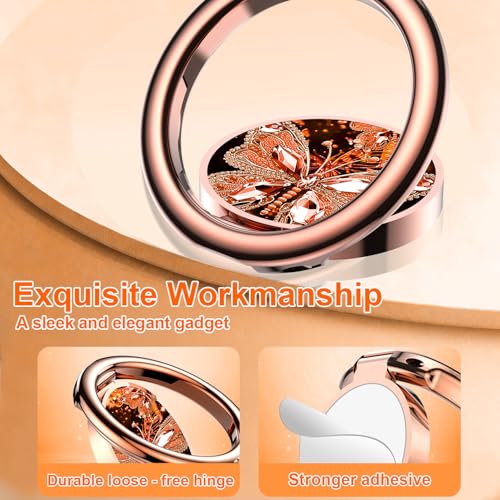 Image of Magnetic Phone Ring Holder for MagSafe Grip,[Super Magnet],Stylish 360 Rotation Cell Phone Grip Stand Finger Ring Kickstand for iPhone 17 16 15 14 Pro Max,iPad and Smartphones,Orange